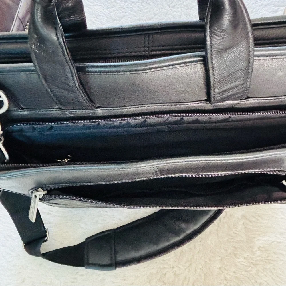 CODI Sophisticated Genuine Black Leather Briefcase/Laptop Unisex Bag 14”x11””x5”